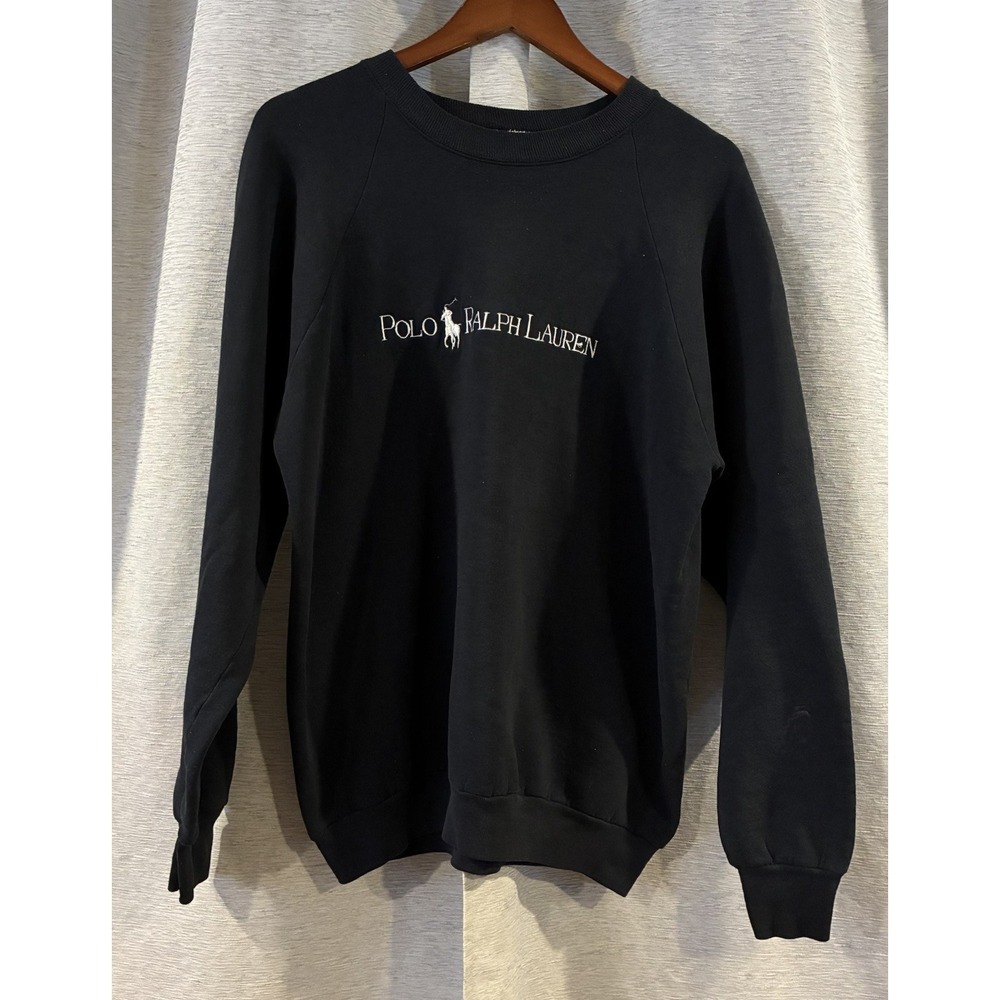 Vintage Polo Ralph Lauren Embroidered Logo Sweatshirt Black
